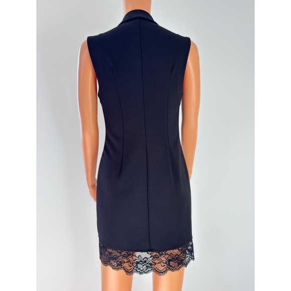 Sweet Storm Black Sleeveless Blazer Dress Lace Trim Double Breasted Small BB3CAV - Picture 2 of 15